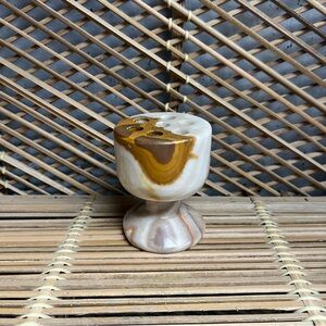 Vintage Onyx Stone Pedestal Pencil,Pens or Brush Holder Agate Desk Organizer MCM